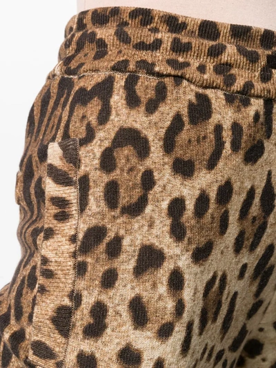 Shop Dolce & Gabbana Cashmere Leopard Print Track Pants In Brown