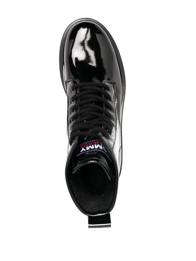 Tommy Jeans Platform Logo Print Boots In Black