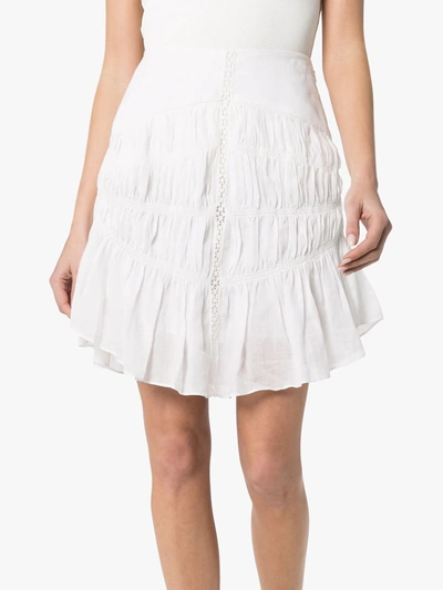 Shop Isabel Marant Sidney Lace Ruffled Hem Skirt In White