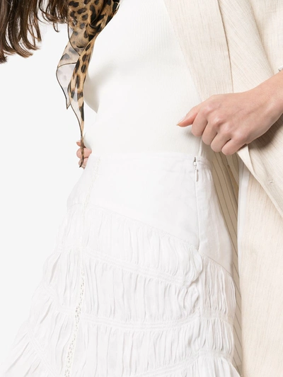 Shop Isabel Marant Sidney Lace Ruffled Hem Skirt In White