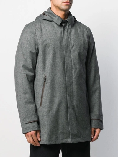 Shop Herno Detachable Hood Shirt Jacket In Grey
