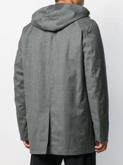 Shop Herno Detachable Hood Shirt Jacket In Grey