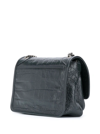Shop Saint Laurent Niki Crocodile-effect Shoulder Bag In Green