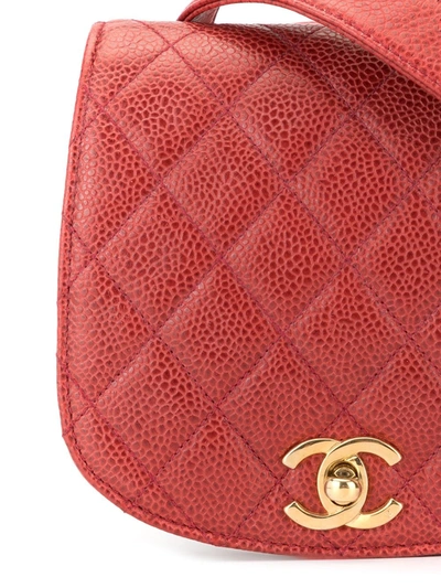 Pre-owned Chanel 1990 Diamond Quilted Cc Belt Bag In Red