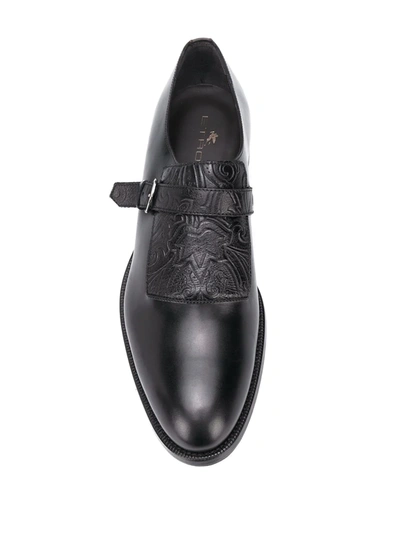 Shop Etro Glossed Monk Shoes In Black