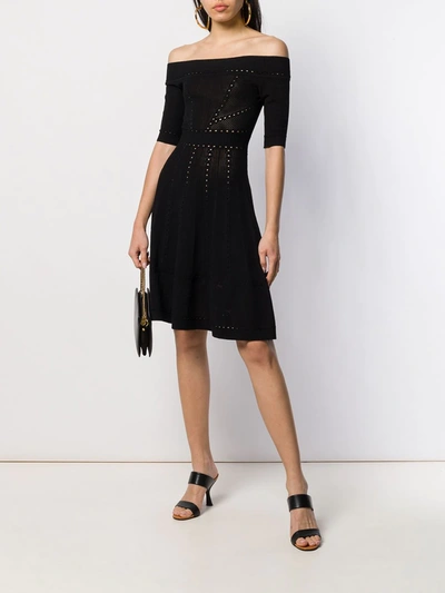 Shop Dsquared2 Off-shoulder Knitted Dress In Black