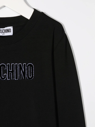 Shop Moschino Logo Long-sleeve Top In Black