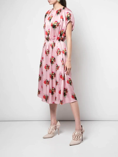 Shop Adam Lippes Floral Midi Dress In Pink