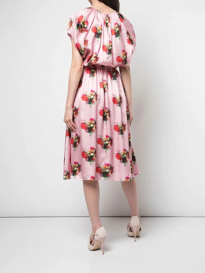 Shop Adam Lippes Floral Midi Dress In Pink