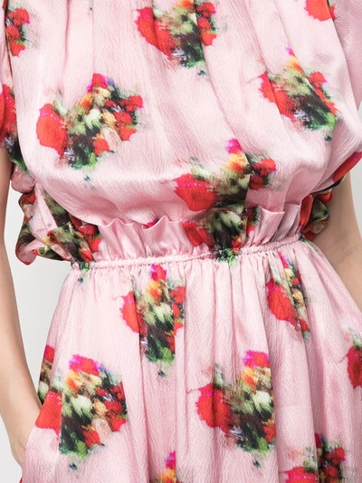 Shop Adam Lippes Floral Midi Dress In Pink