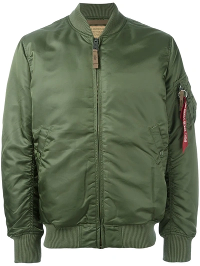 Alpha Industries Ma-1 Vf 59 Long Bomber Jacket Dark Green Nylon Bomber Jacket In Green