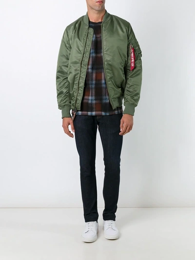 Alpha Industries Ma-1 Vf 59 Long Bomber Jacket Dark Green Nylon Bomber Jacket In Green