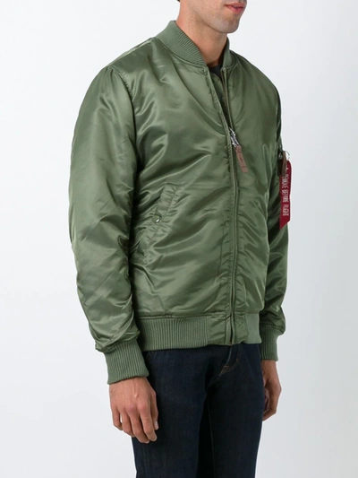 Alpha Industries Ma-1 Vf 59 Long Bomber Jacket Dark Green Nylon Bomber Jacket In Green