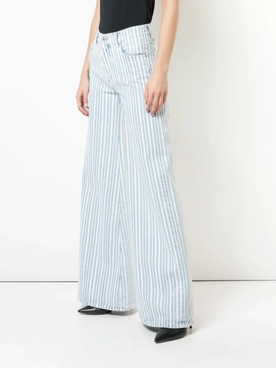 Off-white Off White Striped Palazzo Pants In Blue