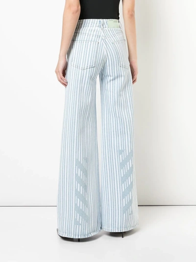 Off-white Off White Striped Palazzo Pants In Blue