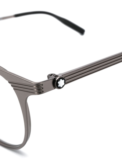 Shop Montblanc Round Frame Glasses In Metallic