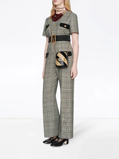 Shop Gucci Prince Of Wales Wool Jumpsuit In Grey