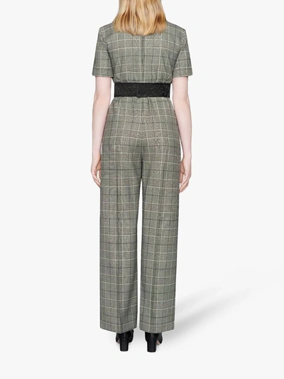 Shop Gucci Prince Of Wales Wool Jumpsuit In Grey