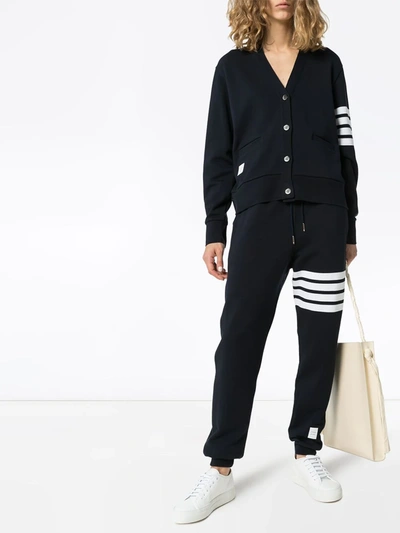 Thom Browne Intarsia Stripes Cotton Sweatpants In Blue