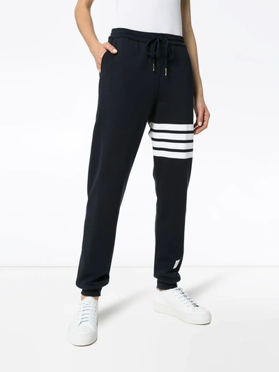Thom Browne Intarsia Stripes Cotton Sweatpants In Blue