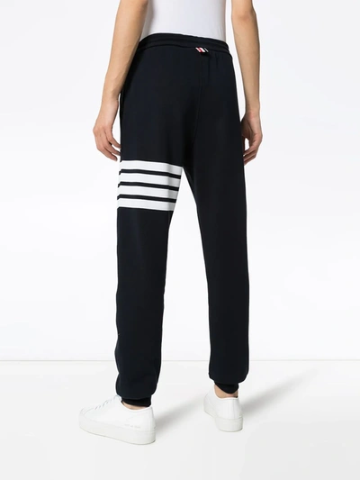Thom Browne Intarsia Stripes Cotton Sweatpants In Blue
