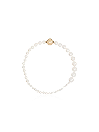 Shop Sophie Bille Brahe 14kt Yellow Gold Pearl Bracelet In White