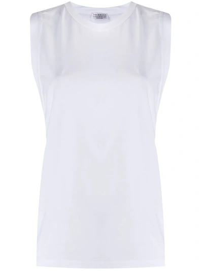 Brunello Cucinelli White Basic Tank Top In White