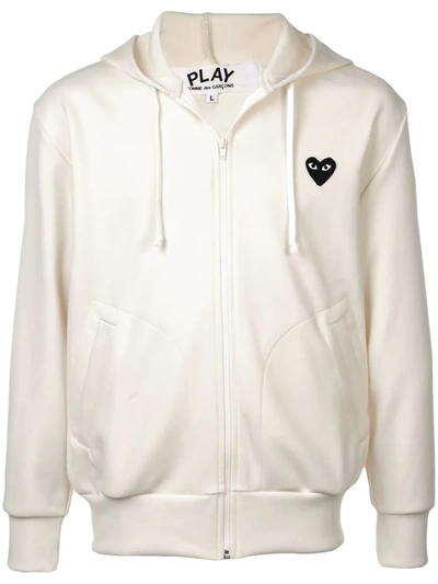 Shop Comme Des Garçons Play Heart Logo Hoodie In Neutrals