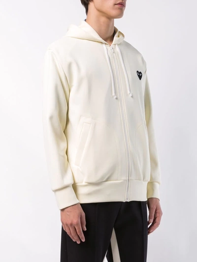 Shop Comme Des Garçons Play Heart Logo Hoodie In Neutrals