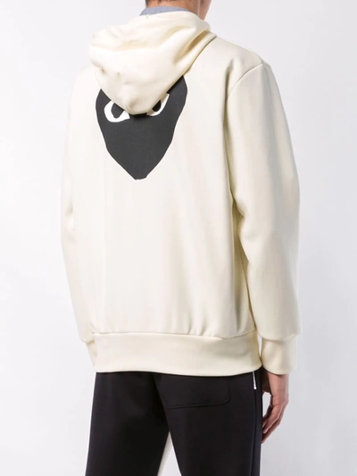 Shop Comme Des Garçons Play Heart Logo Hoodie In Neutrals