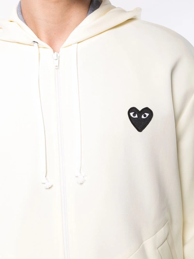 Shop Comme Des Garçons Play Heart Logo Hoodie In Neutrals