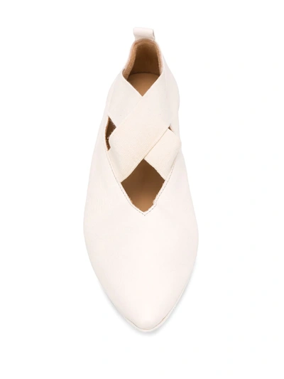 Uma Wang Crossover-straps Pointed Ballerina Shoes In White