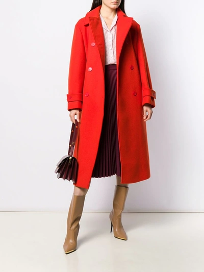 Stella Mccartney Red Double-breasted Wool Coat | ModeSens