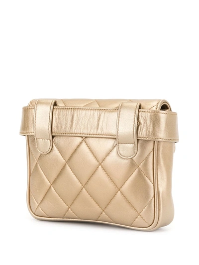 Pre-owned Chanel 1992 Quilted Belt Bag In Gold