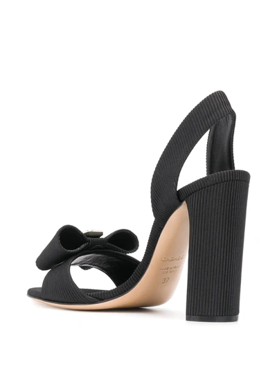 Shop Casadei Crystal-bow Faille Sandals In Black