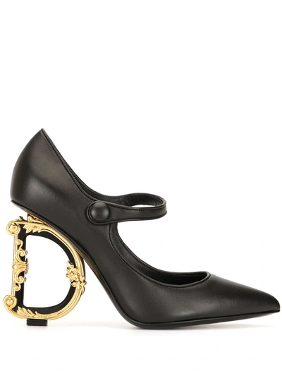 Shop Dolce & Gabbana Mary Jane Baroque Heel Pumps In Black