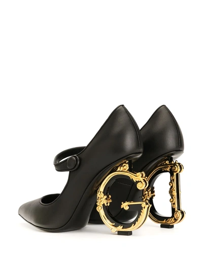 Shop Dolce & Gabbana Mary Jane Baroque Heel Pumps In Black