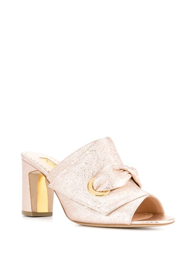Rupert Sanderson Metallic Mid-heel Mules In Pink