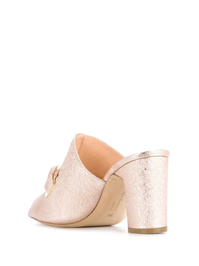 Rupert Sanderson Metallic Mid-heel Mules In Pink