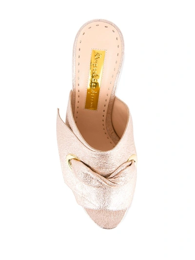 Shop Rupert Sanderson Metallic Mid-heel Mules In Pink