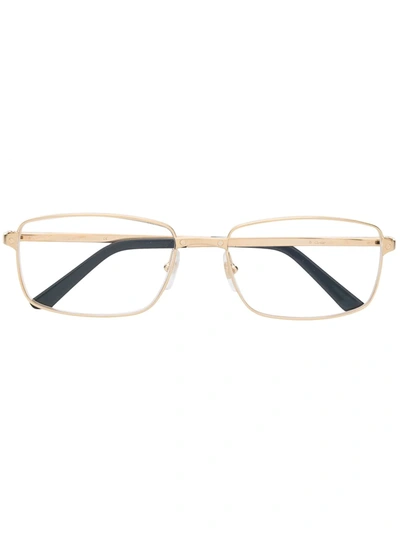 Shop Cartier Santos Rectangular Frame Glasses In Gold