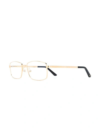 Shop Cartier Santos Rectangular Frame Glasses In Gold