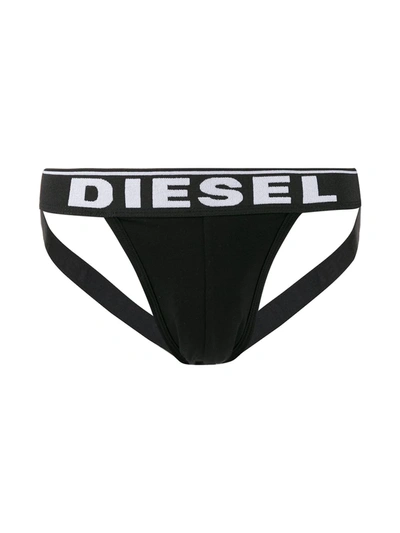 Shop Diesel Logo Jockstrap In Black