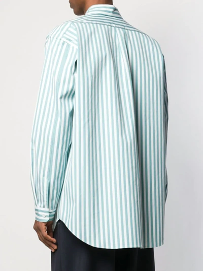 Shop Martine Rose Logo Embroidered Candy Stripe Shirt In Green