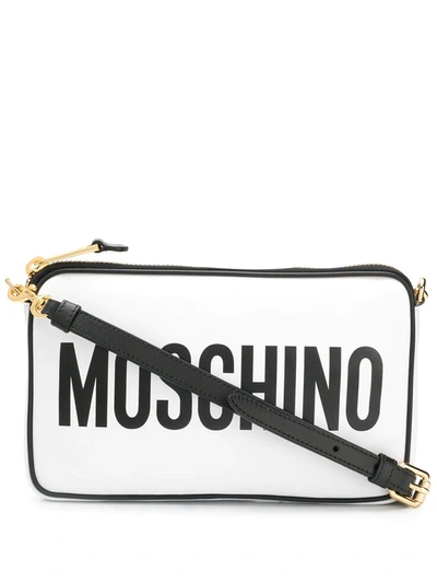 Shop Moschino Logo Cross Body Bag In White