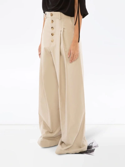 Shop Jw Anderson High-waisted Wide-leg Trousers In Neutrals