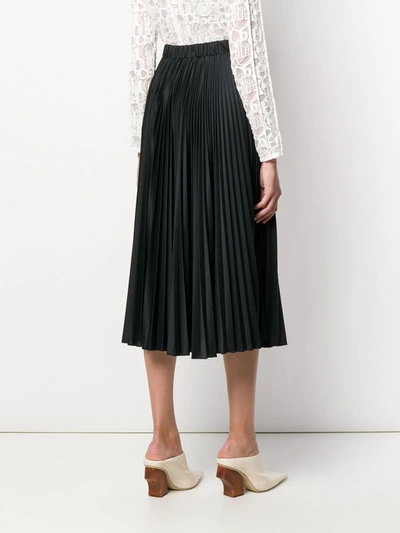 Shop Valentino Vlogo Print Pleated Skirt In Black