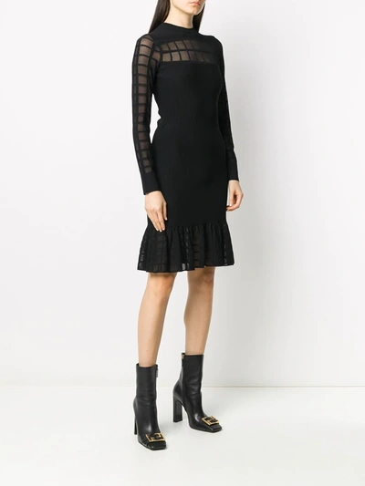 Shop Alexander Mcqueen Ottoman Knit Mini Dress In Black