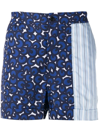 Shop Neil Barrett Printed Bermuda Shorts In Blue