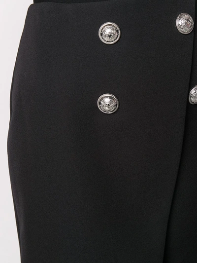 Shop Balmain Double-breasted Asymmetric Skirt In Black